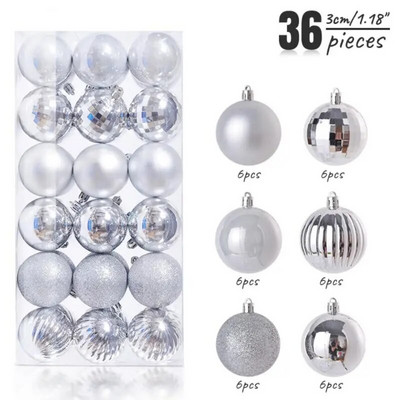 3cm 36/6τμχ Χριστουγεννιάτικη Μπάλα Διακόσμηση Χριστουγεννιάτικο Δέντρο Στολίδια Κρεμαστό Κρεμαστό Μπάλα Χιονονιφάδα Σπίτι Πάρτι Πρωτοχρονιάτικο Δώρο Navidad