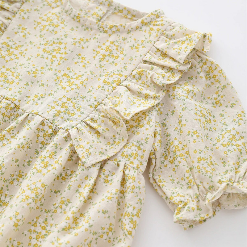 Καλοκαιρινό κοντομάνικο κορμάκι για νεογέννητο κοριτσάκι Rural Floral Princess Βρεφική φόρμα για κορίτσια