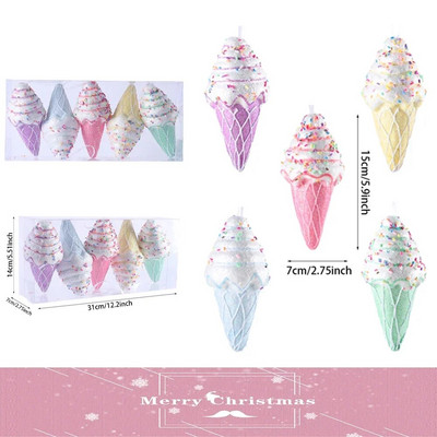 1 kutija Božićna kuglica Ukras Balice Sladoled Oblici slatkiša Božićno drvce Viseći privjesci Kućna zabava Navidad Božićni dekor 2024.
