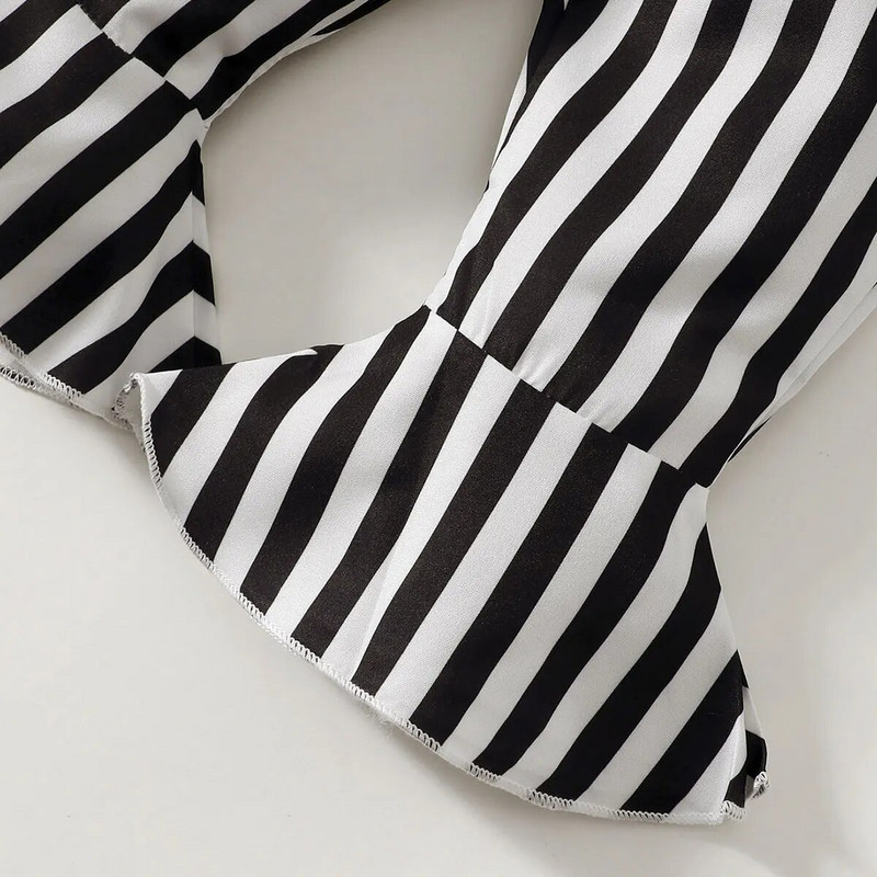 Komplet odjeće za novorođenčad, djevojčice, bodi dugih rukava + leptir mašna, prugaste hlače + traka za glavu, 3 kom.