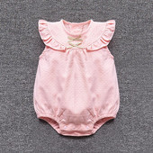 Βολάν Φιόγκος καλοκαιρινά βρεφικά κορμάκια κοντομάνικα βαμβακερά κοριτσίστικα φορμάκια ρούχα