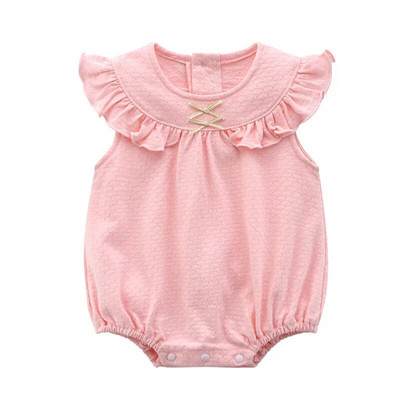 Βολάν Φιόγκος καλοκαιρινά βρεφικά κορμάκια κοντομάνικα βαμβακερά κοριτσίστικα φορμάκια ρούχα