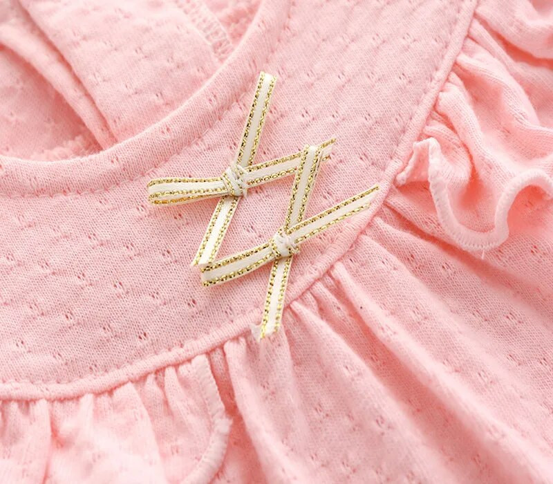 Βολάν Φιόγκος καλοκαιρινά βρεφικά κορμάκια κοντομάνικα βαμβακερά κοριτσίστικα φορμάκια ρούχα