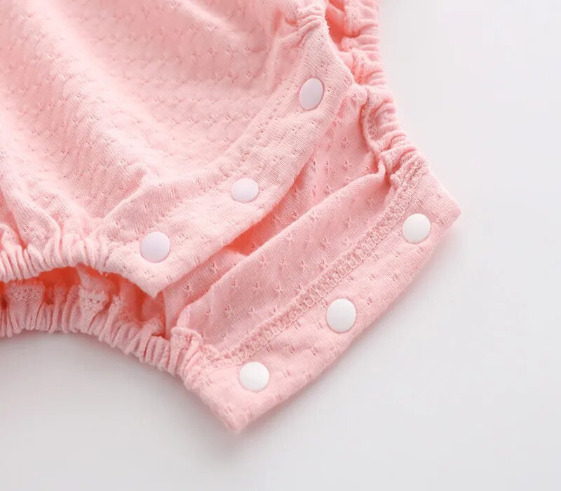 Βολάν Φιόγκος καλοκαιρινά βρεφικά κορμάκια κοντομάνικα βαμβακερά κοριτσίστικα φορμάκια ρούχα