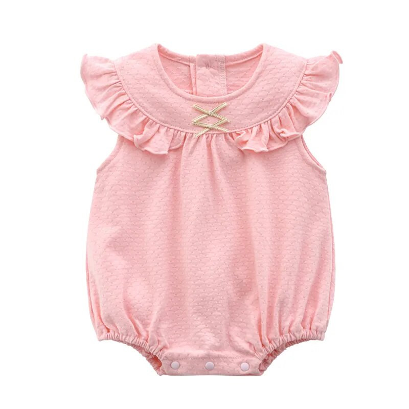 Βολάν Φιόγκος καλοκαιρινά βρεφικά κορμάκια κοντομάνικα βαμβακερά κοριτσίστικα φορμάκια ρούχα