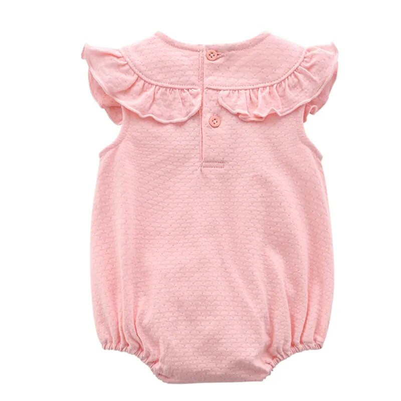 Βολάν Φιόγκος καλοκαιρινά βρεφικά κορμάκια κοντομάνικα βαμβακερά κοριτσίστικα φορμάκια ρούχα