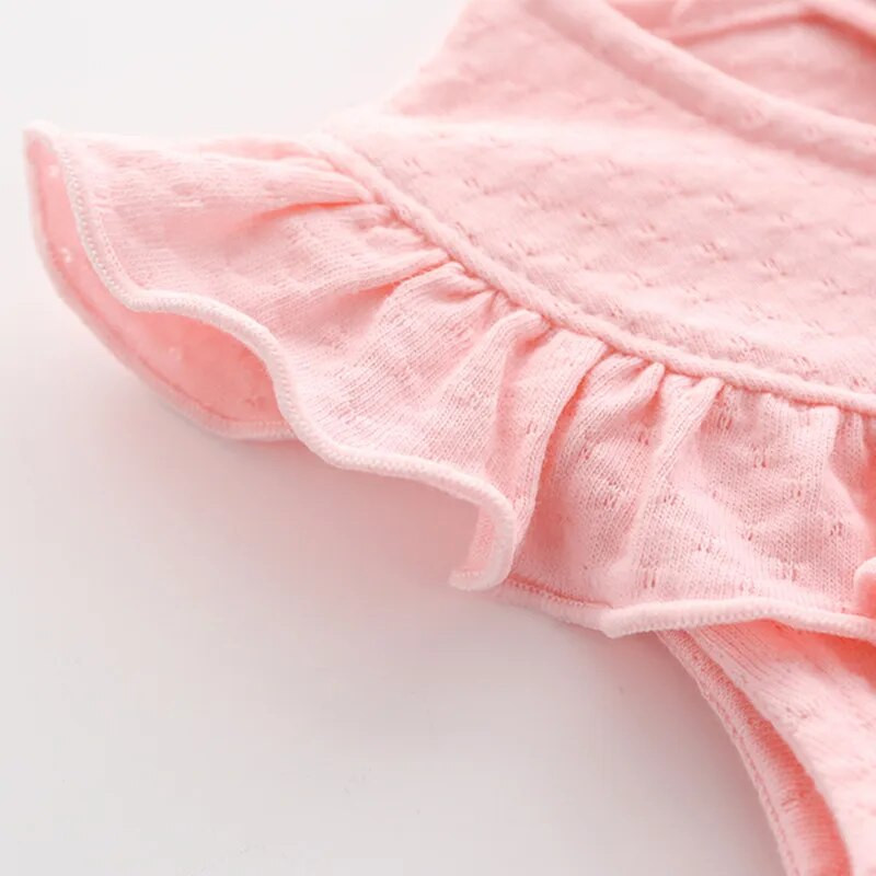 Βολάν Φιόγκος καλοκαιρινά βρεφικά κορμάκια κοντομάνικα βαμβακερά κοριτσίστικα φορμάκια ρούχα