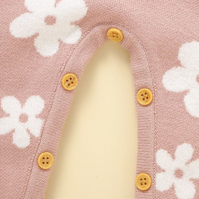 Simpatičan kombinezon za dojenčad s cvjetnim uzorkom Dugih rukava Proljetne i jesenske pletene štrample za djevojčice 1-18 mjeseci Bodi za spavanje za novorođenče