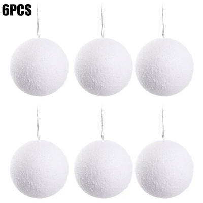 12/6Gb Putuplasta Bumbiņas Baltas Ziemassvētku eglītes piekārtas Rotājumi Bumbas Mājas Dārza Ballīte Ziemassvētku Dekorācijas Apaļas Sfēras Izejmateriāli