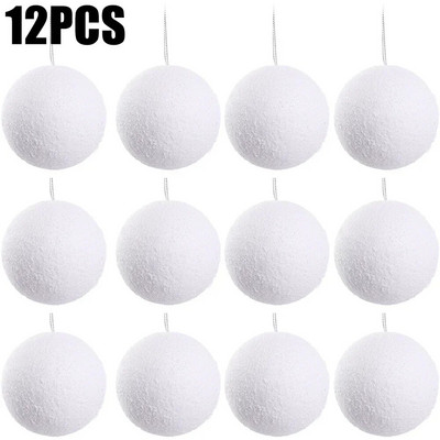 12/6Gb Putuplasta Bumbiņas Baltas Ziemassvētku eglītes piekārtas Rotājumi Bumbas Mājas Dārza Ballīte Ziemassvētku Dekorācijas Apaļas Sfēras Izejmateriāli