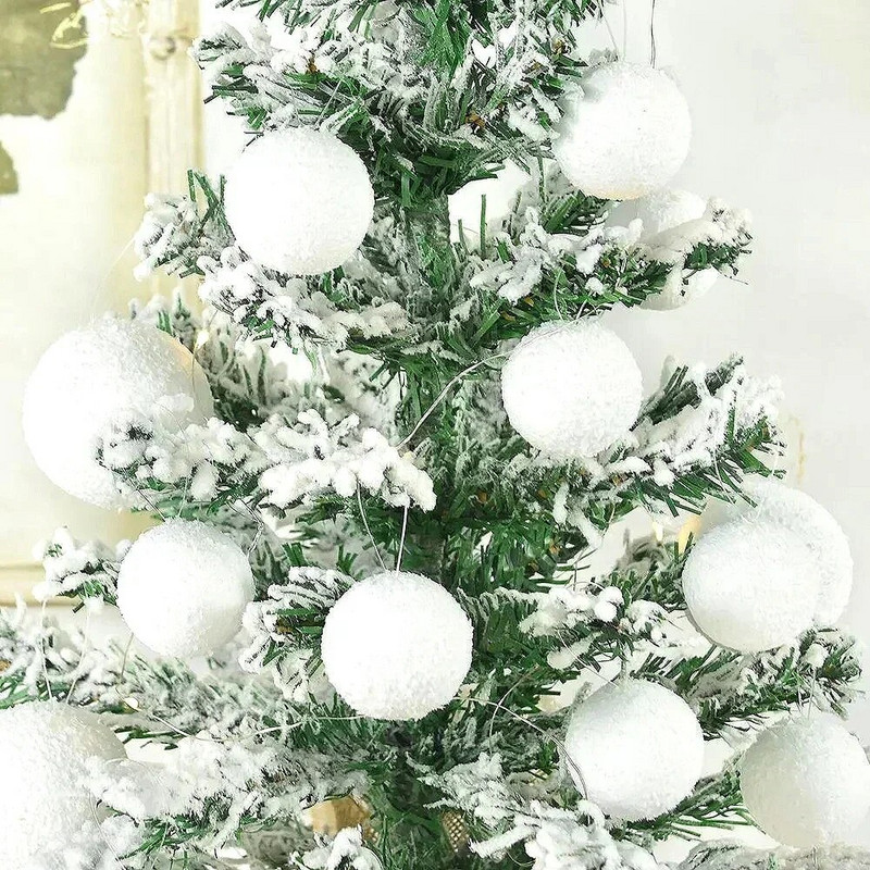12/6Gb Putuplasta Bumbiņas Baltas Ziemassvētku eglītes piekārtas Rotājumi Bumbas Mājas Dārza Ballīte Ziemassvētku Dekorācijas Apaļas Sfēras Izejmateriāli