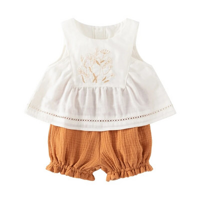 Κέντημα Νεογέννητα Βρεφικά Σετ Ρούχα Μπλούζες + Σορτς 2 τμχ Βαμβακερά ρούχα για καλοκαιρινά βρεφικά ρούχα