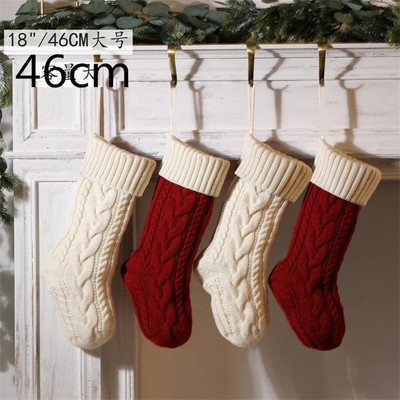 18"/46CM Голям капацитет Коледна подаръчна торба Декоративни чорапи Коледни чорапи Висящи орнаменти за коледно дърво Коледна украса