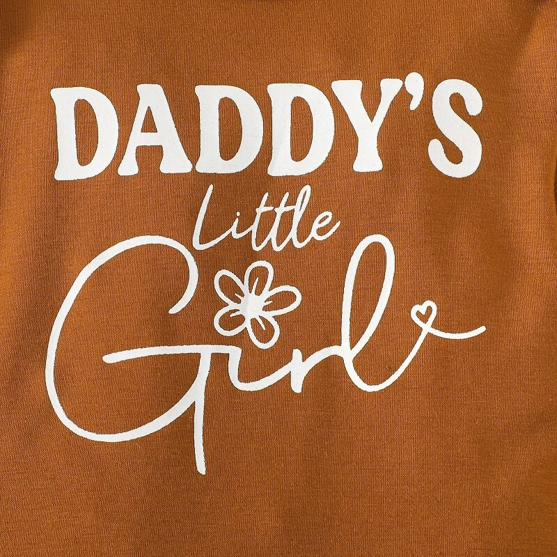 Mazu bērnu apģērbu komplekts meitenēm ar garām piedurknēm ar burtu kombinezonu + ar ziediem apdrukātas bikses