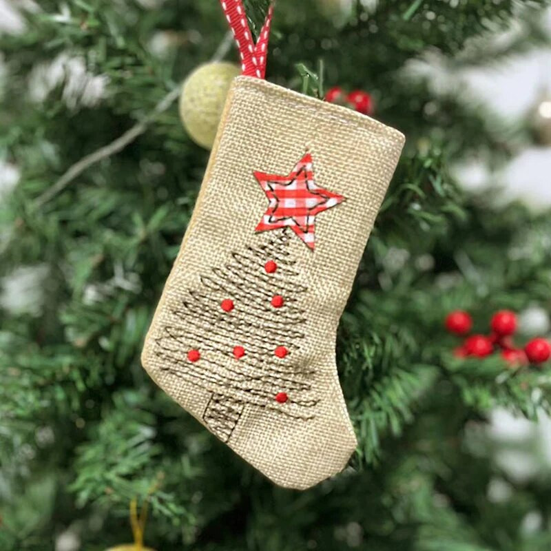 Χριστουγεννιάτικες κάλτσες 1 τεμ. Χριστουγεννιάτικη τσάντα δώρου Χριστουγεννιάτικη τσάντα με μήλο Χριστουγεννιάτικα στολίδια Χριστουγεννιάτικο δέντρο Σακί Πρωτοχρονιάτικη τσάντα καραμέλα Διακοσμήσεις σπιτιού