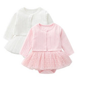 Nyomtatott szív nyár ősz újszülött kislány ruhakészletek hosszú ujjú vékony fényvédő felsők + mellény ruharuhák