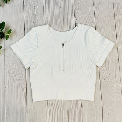 Bezšuvju Jogas Komplekts Sporta Uzvalks Sieviešu Treniņa Apģērbs Sporta zāle Rāvējslēdzējs Īsām Piedurknēm Crop Tops Savelkams Šorti Sporta Šorti Fitnesa Sporta apģērbs