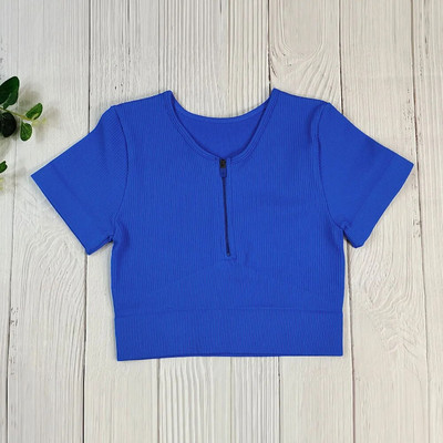 Bezšuvju Jogas Komplekts Sporta Uzvalks Sieviešu Treniņa Apģērbs Sporta zāle Rāvējslēdzējs Īsām Piedurknēm Crop Tops Savelkams Šorti Sporta Šorti Fitnesa Sporta apģērbs