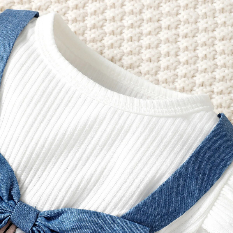 Komplet odjeće za novorođenče za djevojčice, jednobojna patchwork majica s dugim rukavima, jednobojna odjeća s lepršavim hlačama Odjeća za malu djecu za djevojčice