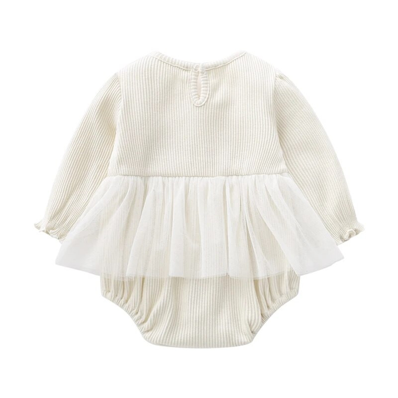 Mežģīņu jaundzimušo meitenes drēbes Princeses kombinezons ar garām piedurknēm vasaras zīdaiņu meiteņu bodijs + galvas saite