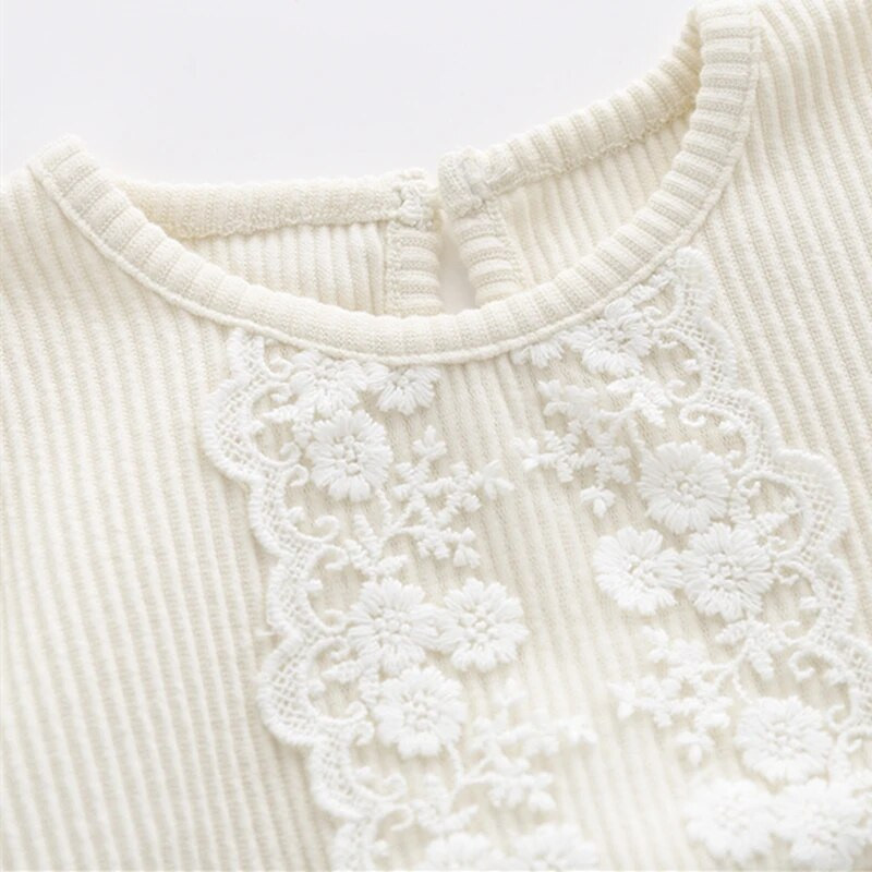 Mežģīņu jaundzimušo meitenes drēbes Princeses kombinezons ar garām piedurknēm vasaras zīdaiņu meiteņu bodijs + galvas saite