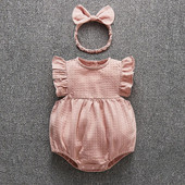 Flying Sleeves Βαμβακερά νεογέννητα κοριτσίστικα κορμάκια καλοκαιρινά κοντομάνικα κοριτσίστικα ρούχα