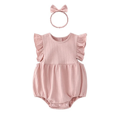 Flying Sleeves Βαμβακερά νεογέννητα κοριτσίστικα κορμάκια καλοκαιρινά κοντομάνικα κοριτσίστικα ρούχα