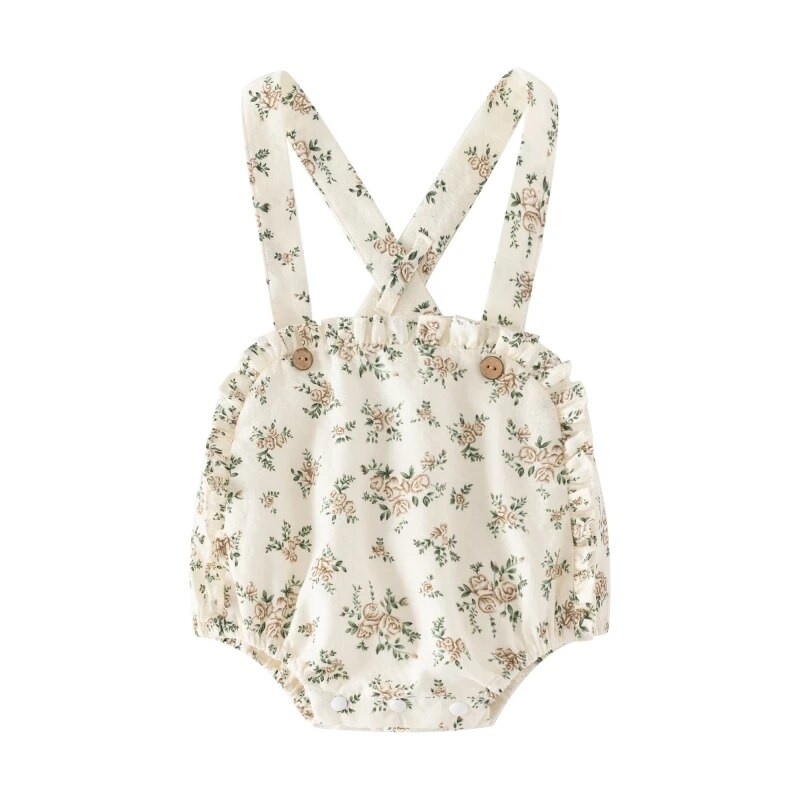 Ziedu vasaras jaundzimušo mazuļu meiteņu apģērbu komplekts RUFFEL Topi + Bib Kombinezoni Tērpi Pirncess Meiteņu Bodiji Apģērbi