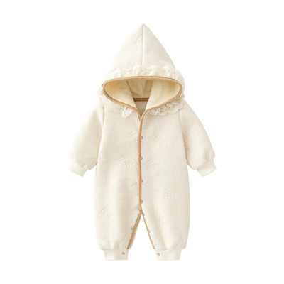 Φθινόπωρο Χειμώνας Νεογέννητο κοριτσάκι Rompers Air βαμβακερό Παχύ ζεστό Princess Girls Hooded Onesie Ρούχα