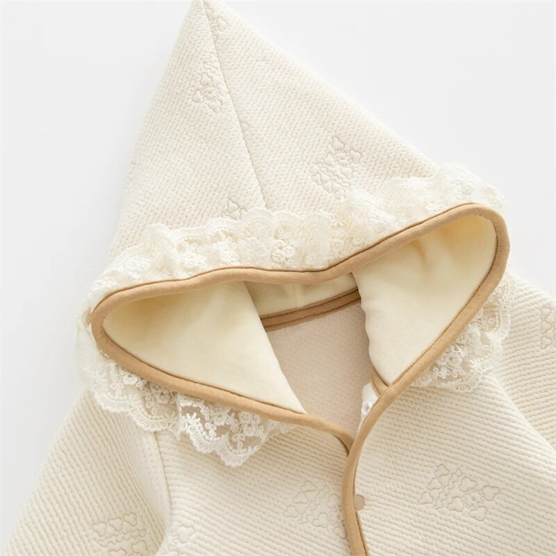 Φθινόπωρο Χειμώνας Νεογέννητο κοριτσάκι Rompers Air βαμβακερό Παχύ ζεστό Princess Girls Hooded Onesie Ρούχα