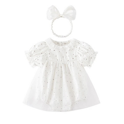 Modes vasaras kleita meitenēm Zvaigznes Drukātas ar īsām piedurknēm Princešu bērnu kleitas Meiteņu apģērbs