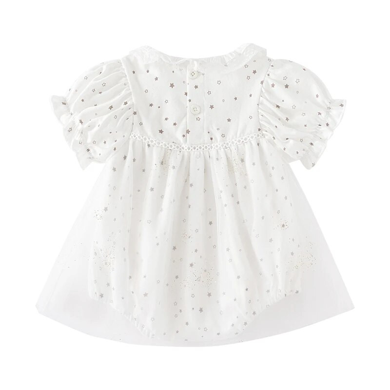 Modes vasaras kleita meitenēm Zvaigznes Drukātas ar īsām piedurknēm Princešu bērnu kleitas Meiteņu apģērbs