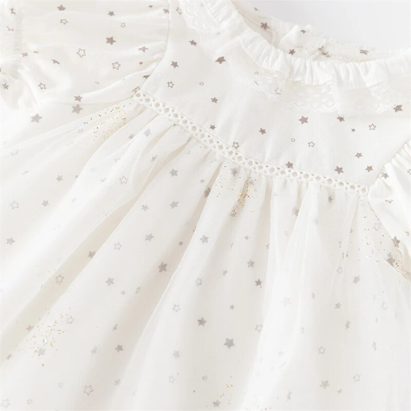 Modes vasaras kleita meitenēm Zvaigznes Drukātas ar īsām piedurknēm Princešu bērnu kleitas Meiteņu apģērbs