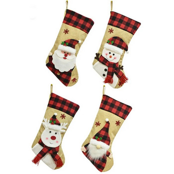Коледни празнични чорапи Коледни висящи чанти Новогодишна Коледна елха Украса за камина Чорапи Коледни орнаменти 1PC