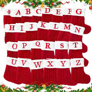 Плетене на коледни чорапи Снежинка Писмо Чорап Коледна украса за дома 2023 Коледно дърво Орнамент Подарък Navidad Natal 2024