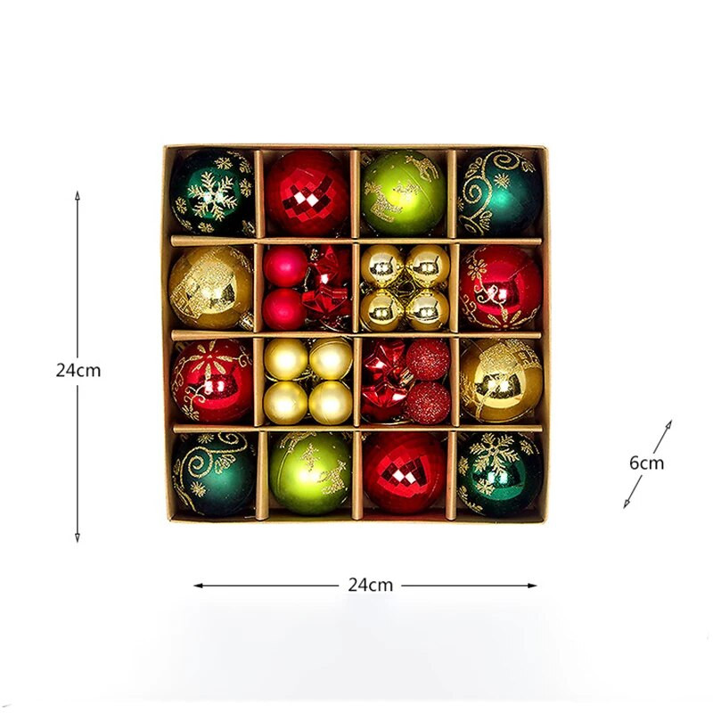 44gab Ziemassvētku bumbiņas, krāsotas formas 3-6 cm, galvanizēta bumba, plastmasas bumba Ziemassvētku rotājumi