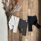 Bērnu mīkstas kokvilnas legingi elastīgs viduklis jaundzimušie zēni meitenes zeķubikses svītras izdilis toddler bikses rudens ziemas bērnu bikses