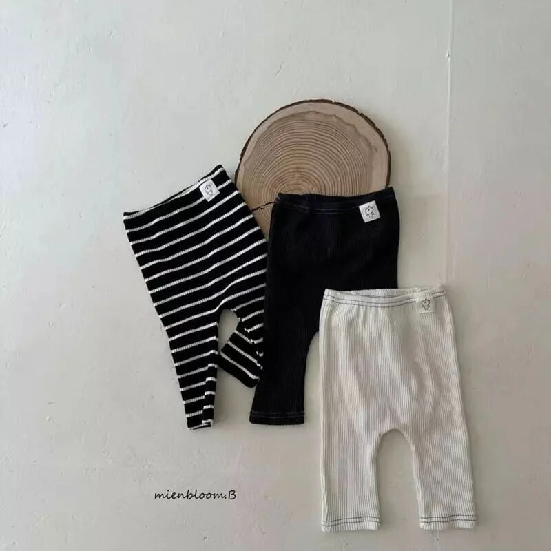 Bērnu mīkstas kokvilnas legingi elastīgs viduklis jaundzimušie zēni meitenes zeķubikses svītras izdilis toddler bikses rudens ziemas bērnu bikses