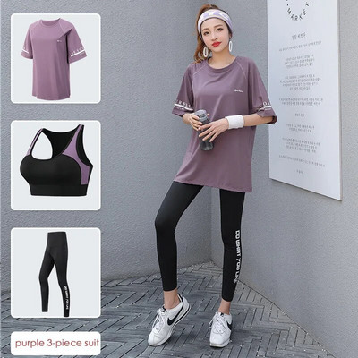 Σετ γιόγκα χωρίς ραφές Γυναικεία κοστούμια γυμναστικής Αθλητικά ρούχα για τρέξιμο γυμναστικής Αθλητικό σουτιέν Κοστούμι γιόγκα Παντελόνι γιόγκα κοντομάνικο