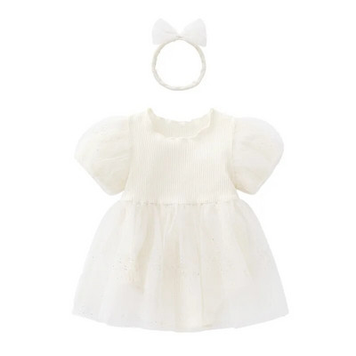 Summer Princess Baby Girl Mesh φόρεμα Βρεφικά κορίτσια Puff μανίκια πούλιες Φορέματα για πάρτι Ρούχα 0 έως 12 μηνών