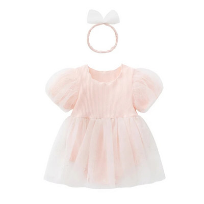 Summer Princess Baby Girl Mesh φόρεμα Βρεφικά κορίτσια Puff μανίκια πούλιες Φορέματα για πάρτι Ρούχα 0 έως 12 μηνών