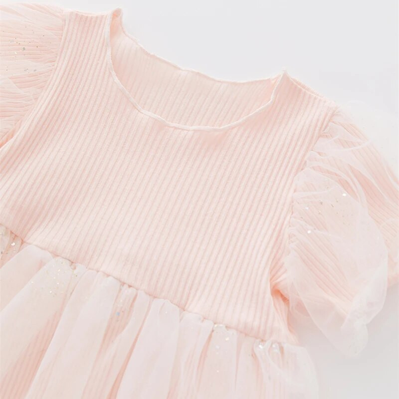Summer Princess Baby Girl Mesh φόρεμα Βρεφικά κορίτσια Puff μανίκια πούλιες Φορέματα για πάρτι Ρούχα 0 έως 12 μηνών