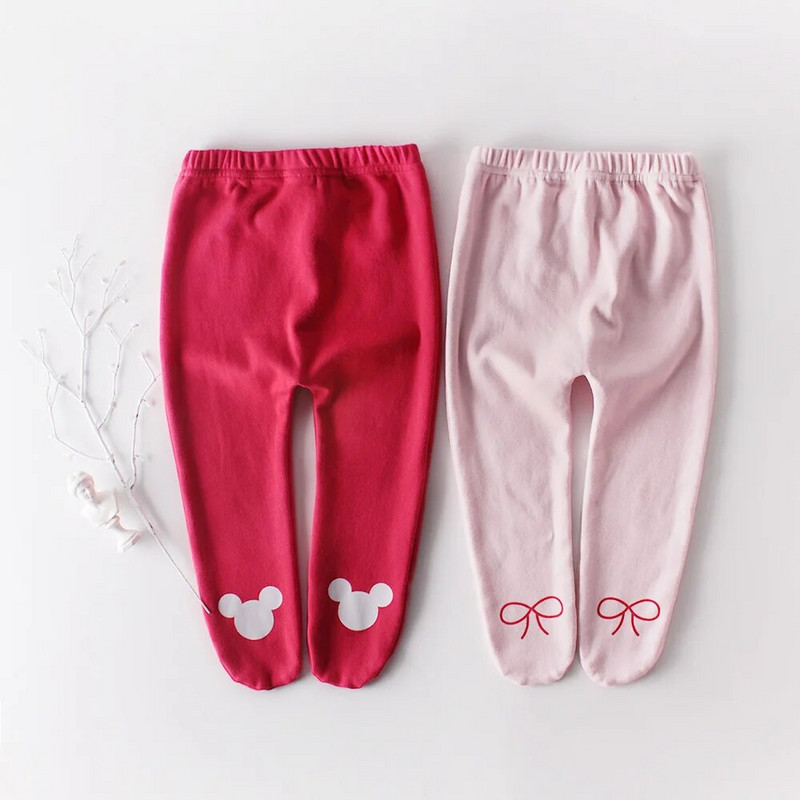 Bowknot/pele margintos pėdkelnės mergaičių antblauzdinės rudeninės 100% medvilnės vaikiškos pėdkelnės mergaitėms kojinės vaikiškos kelnės 0-2
