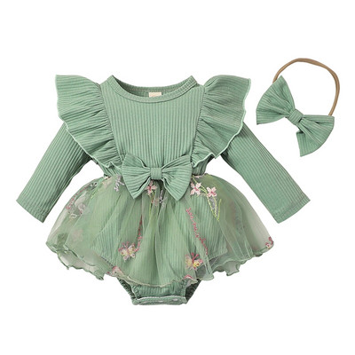 ma&baby 0-18M újszülött csecsemő baba lány póló Kötött pillangós virágos hímzés kombiné+ fejpánt őszi tavaszi ruházat D05