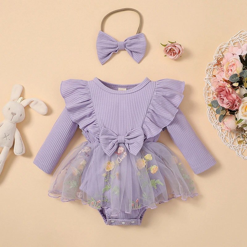 ma&baby 0-18M újszülött csecsemő baba lány póló Kötött pillangós virágos hímzés kombiné+ fejpánt őszi tavaszi ruházat D05