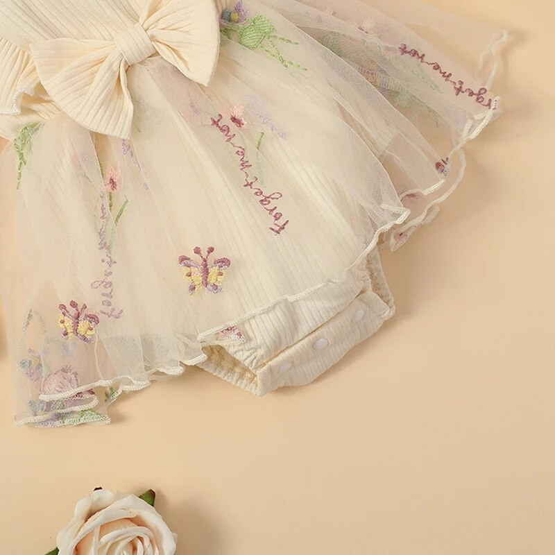 ma&baby 0-18M újszülött csecsemő baba lány póló Kötött pillangós virágos hímzés kombiné+ fejpánt őszi tavaszi ruházat D05