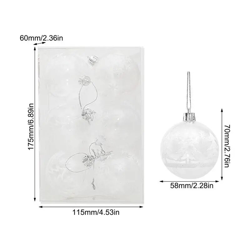 6 komada božićnih kuglica od 5,8 cm, plastičnih božićnih kuglica, privjesak za božićno drvce, ukrasna kuglica, viseći ukras