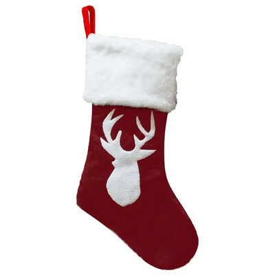 Χριστουγεννιάτικες κάλτσες Κόκκινες βελούδινες χριστουγεννιάτικες κάλτσες Κάλτσες νιφάδα χιονιού τάρανδος για οικογενειακό κρεμασμένο τζάκι Χριστουγεννιάτικο ντεκόρ για γιορτινό πάρτι