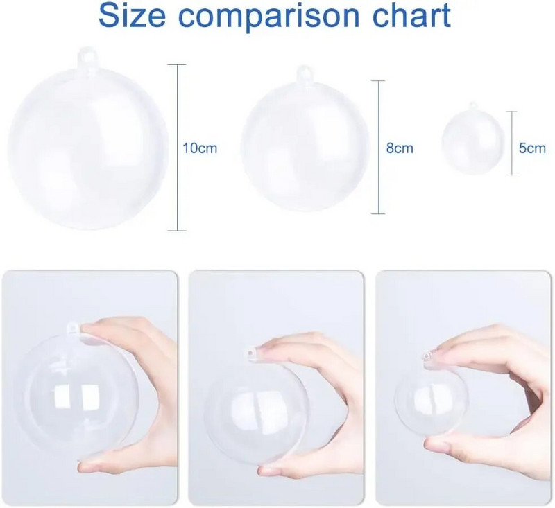 Κρεμαστά διαφανή διακοσμητικά σφαιρών για στολίδια χριστουγεννιάτικου δέντρου Μπιλιάρδα Γεμιζόμενη μπάλα DIY Πλαστική Διαφανής Γαμήλια Πάρτυ 5-10cm