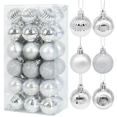 4 cm baltu Ziemassvētku eglīšu bumbiņu dekors 36 gab./kastē plastmasas Ziemassvētku bumbu rotājumi mājas iekštelpu āra Navidad piederumi